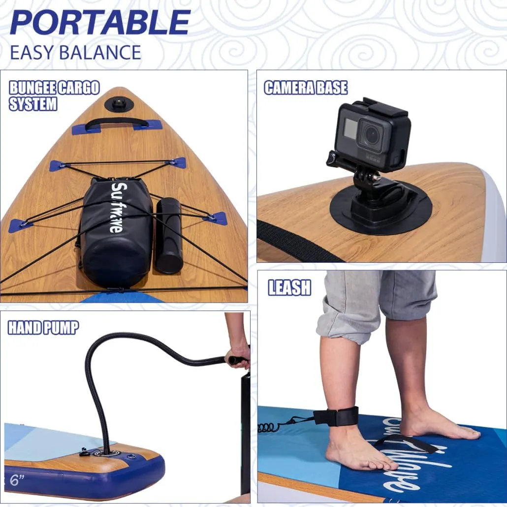 11'6" Inflatable Stand Up Paddle Board, Ultra-Light SUP Paddleboard with Premium Accessories, Wide Stable Design and Non-Slip Comfort Deck for Ocean&Lake, 300lbs Capicity for Youth & Adults, Purple