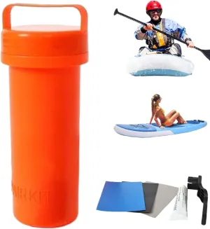 1Set Inflatable Boat Patch Kit with Patch, Valve Wrench, Barrel & Glue Raft Patch Kit Easy to Use Poratable Inflatable Patch Repair Kit for Canoe Kayak, Inflatable Patch Repair Kit
