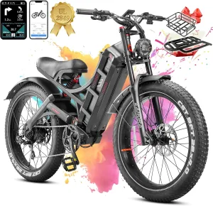 2025 Launch Romeo Pro 3/Pro 2 5000W/4000W 50Mph/46Mph Dual Motor Electric Bike for Adults 60V/52V/48V 80Ah/70Ah/60Ah 200 Miles Long Range Ebike 26 * 4.0" Fat Tire Electric Mountain Bike