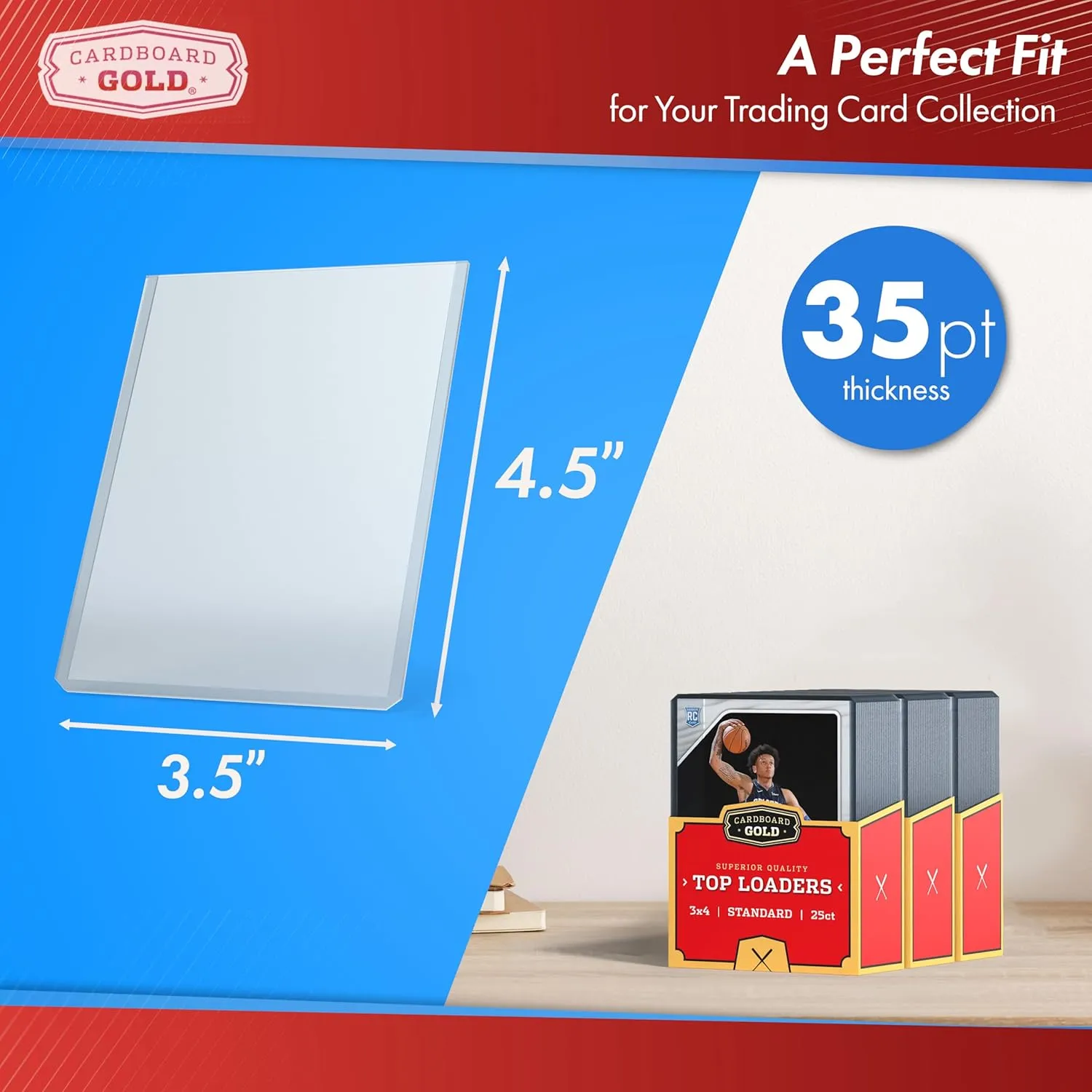 35pt Top Loaders for Cards - 200 Count - Premium 3x4 Inch Trading Card Toploaders - Protect Your Baseball and Sports Cards with These Crystal Clear Hard Plastic Sleeves Protectors