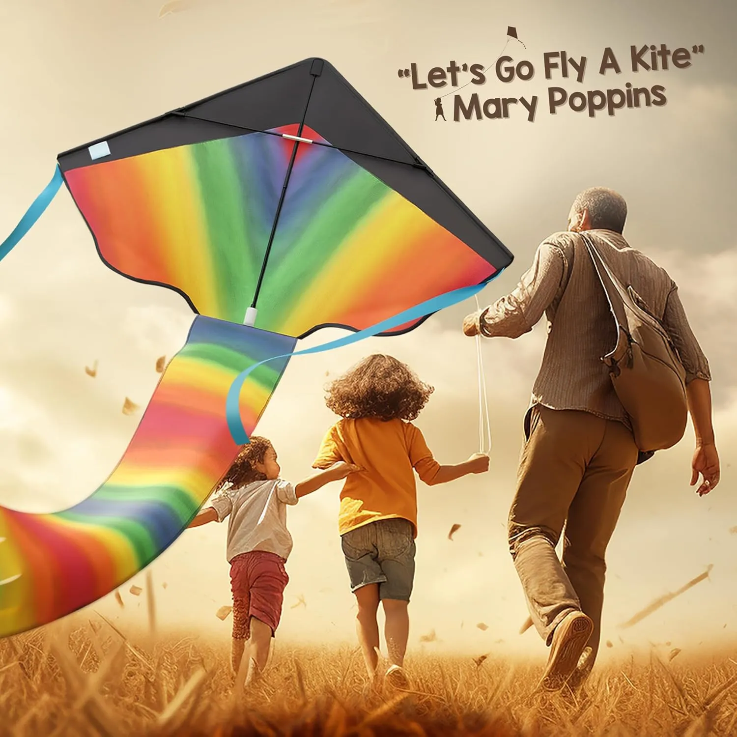 42" Large Rainbow Kite for Kids and Adults - Easy to Assemble & Fly Large Kites for Kids Ages 4-8, 8-12, 3-5 - Beach Kids Kite for Beginners Comes with 164ft Long String & eBook