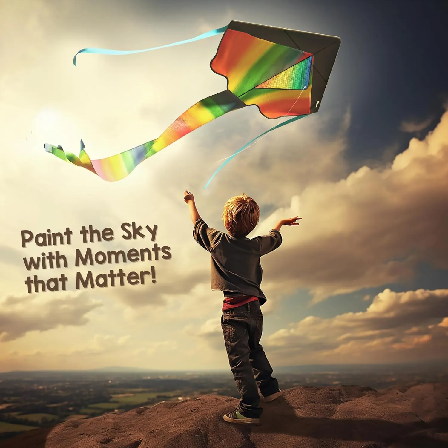 42" Large Rainbow Kite for Kids and Adults - Easy to Assemble & Fly Large Kites for Kids Ages 4-8, 8-12, 3-5 - Beach Kids Kite for Beginners Comes with 164ft Long String & eBook