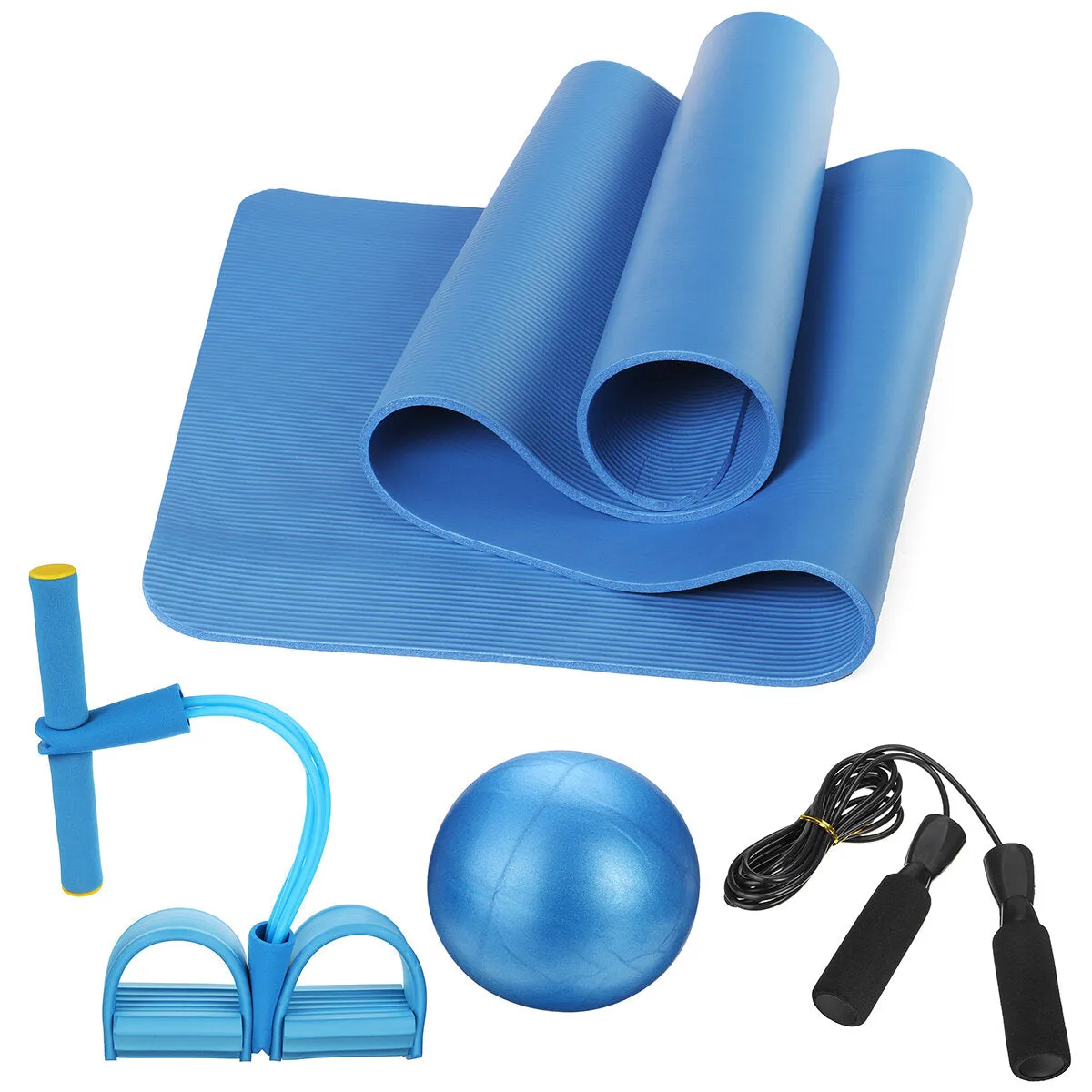 4PCS Yoga Beginner Kit Set Anti-skid Pilates Ball   Jump Rope   Resistance Band   Yoga Mats Home Fitness Tools