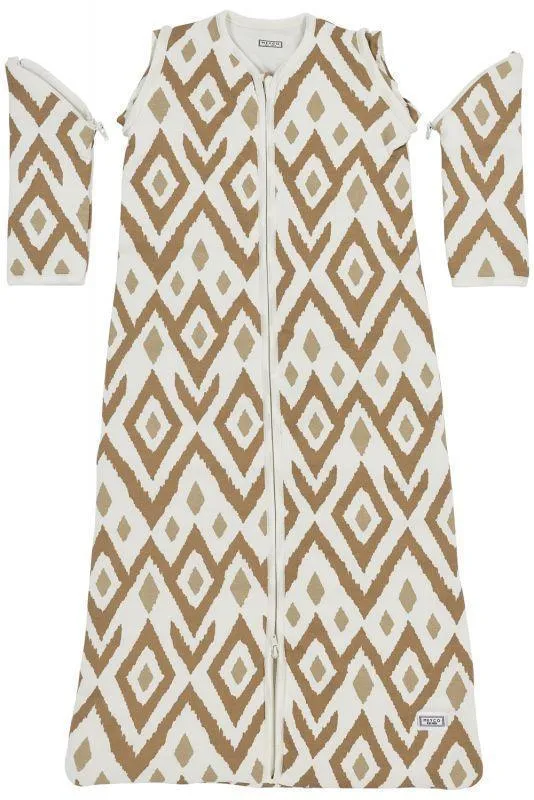Baby Sleeping Bag, Detachable Sleeve Lined Ikat Sand - 70cm