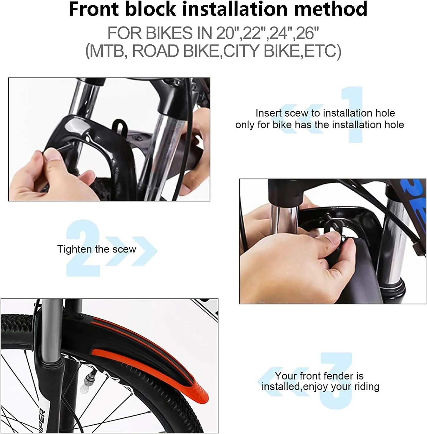 Bike Fender Set,Adjustable Road Mountain Bike Bicycle Cycling Tire Front/Rear Mud Guards Mudguard Fenders Set (Red)