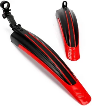 Bike Fender Set,Adjustable Road Mountain Bike Bicycle Cycling Tire Front/Rear Mud Guards Mudguard Fenders Set (Red)