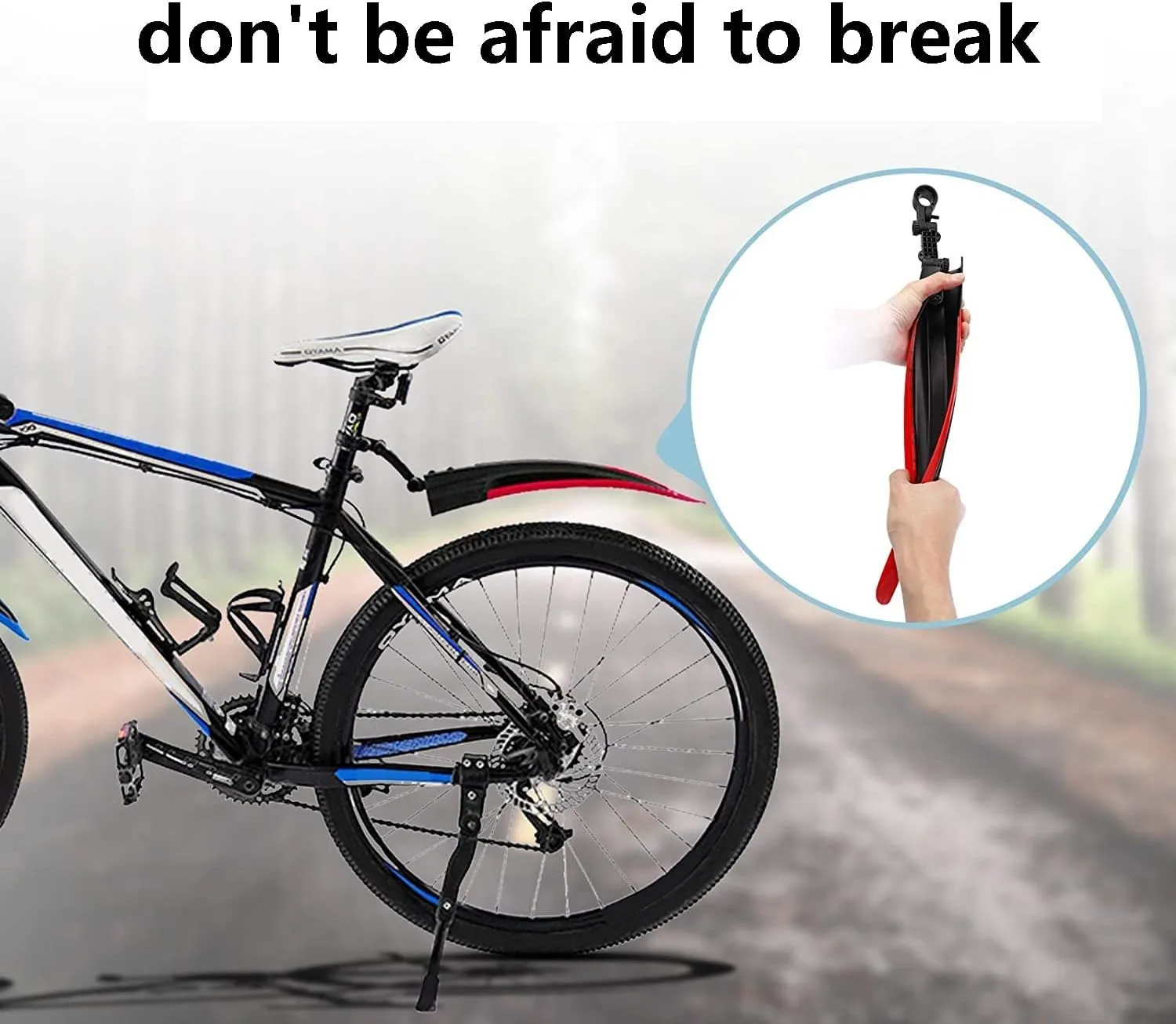 Bike Fender Set,Adjustable Road Mountain Bike Bicycle Cycling Tire Front/Rear Mud Guards Mudguard Fenders Set (Red)
