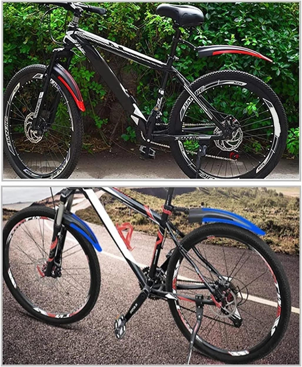 Bike Fender Set,Adjustable Road Mountain Bike Bicycle Cycling Tire Front/Rear Mud Guards Mudguard Fenders Set (Red)