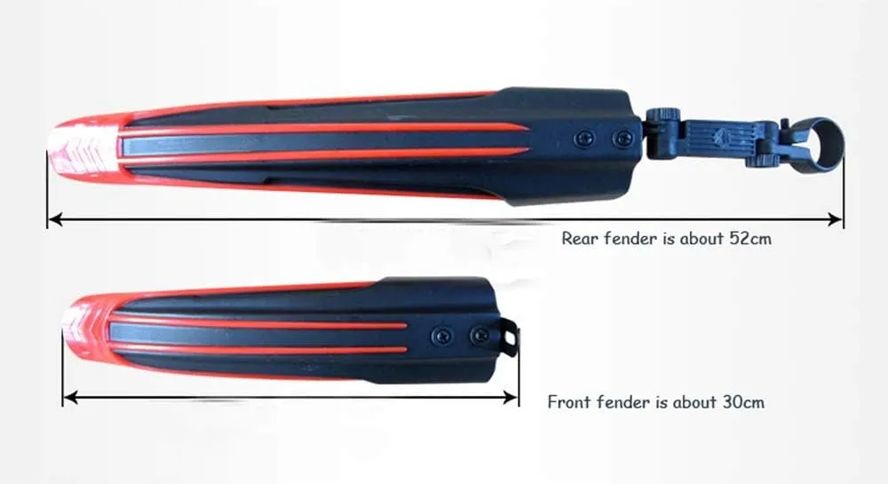 Bike Fender Set,Adjustable Road Mountain Bike Bicycle Cycling Tire Front/Rear Mud Guards Mudguard Fenders Set (Red)