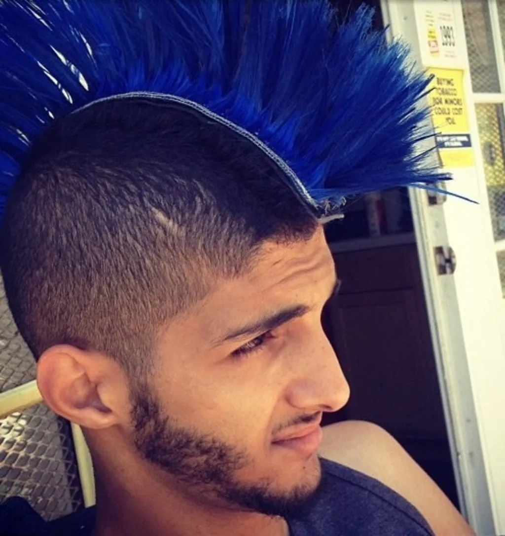 Blue Motorcycle Helmet Mohawk