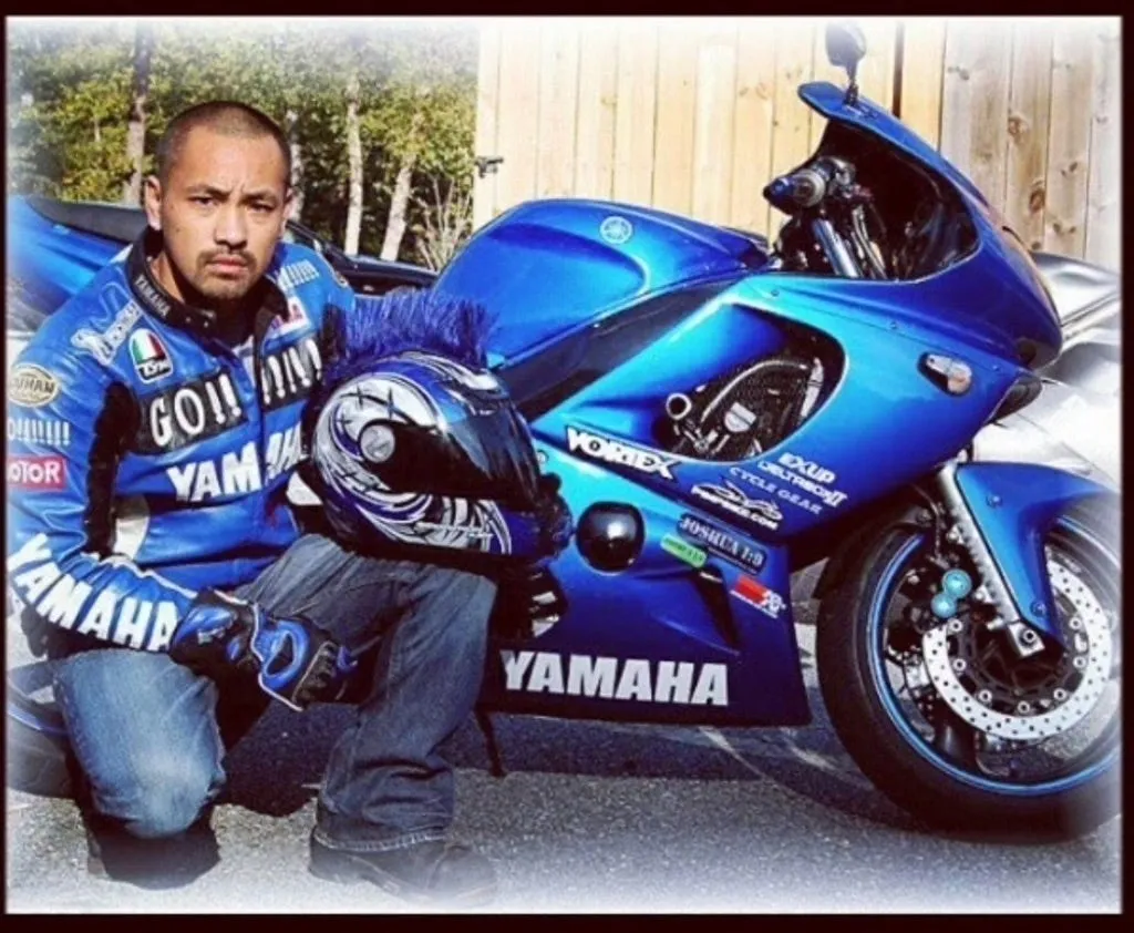 Blue Motorcycle Helmet Mohawk