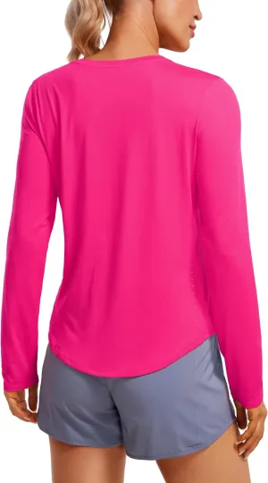 CRZ YOGA Lightweight Long Sleeve Workout Shirts for Women Gym Running Fall Tshirts High Neck Athletic Training Tops