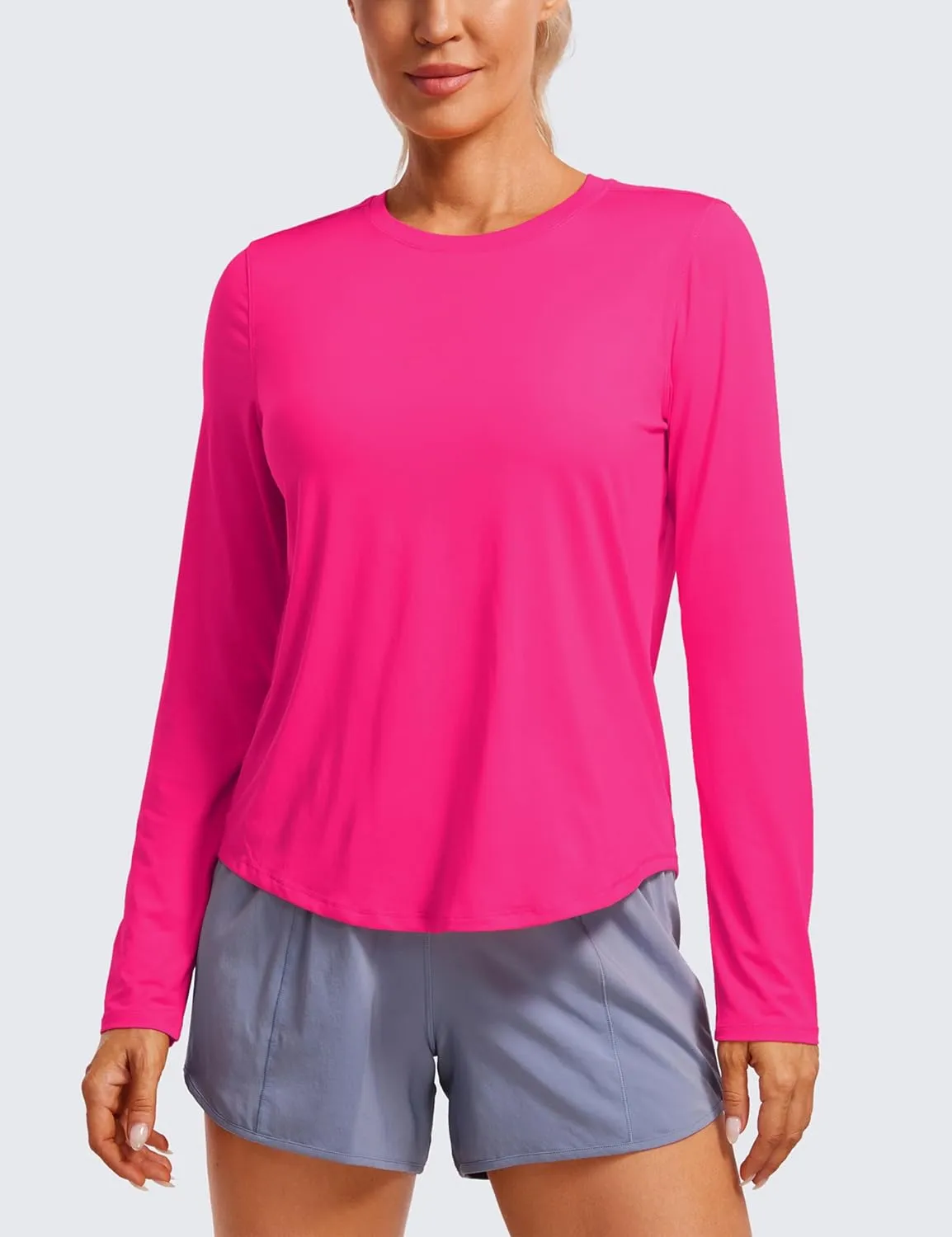 CRZ YOGA Lightweight Long Sleeve Workout Shirts for Women Gym Running Fall Tshirts High Neck Athletic Training Tops