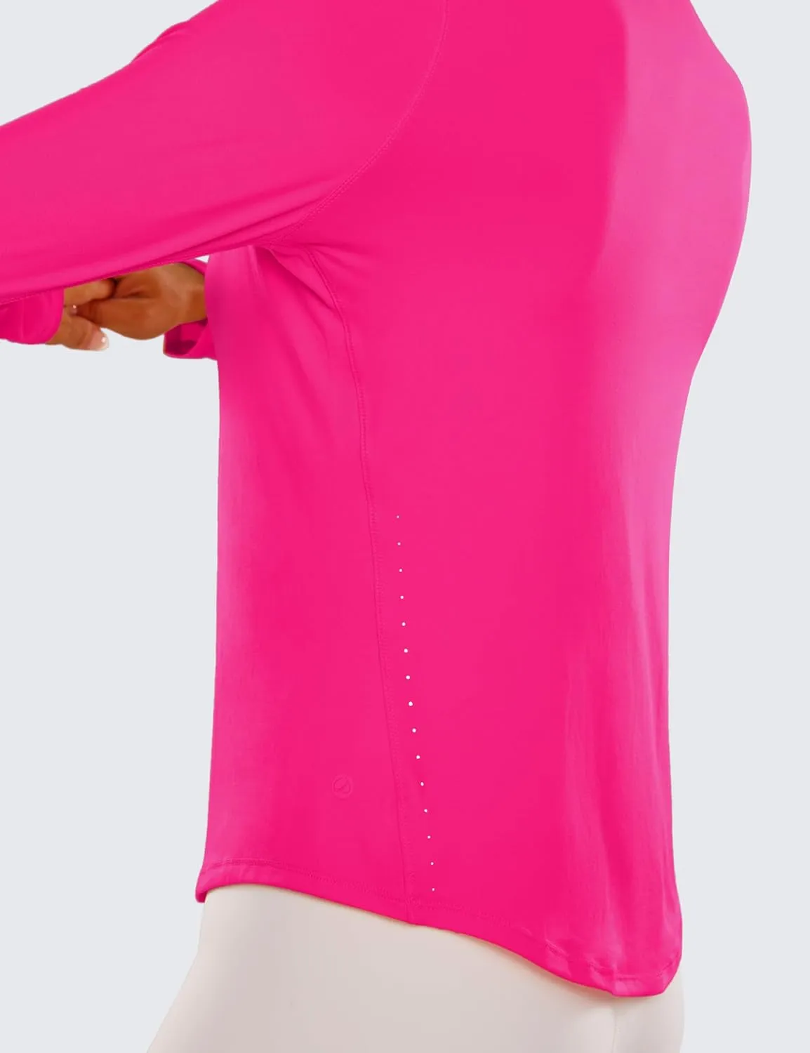 CRZ YOGA Lightweight Long Sleeve Workout Shirts for Women Gym Running Fall Tshirts High Neck Athletic Training Tops