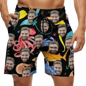 Custom Faces Men's Swim Trunks Quick Dry Beach Shorts Personalized Funny Shorts Customize Your Photo Bathing Suits