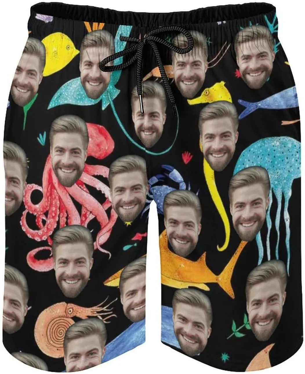 Custom Faces Men's Swim Trunks Quick Dry Beach Shorts Personalized Funny Shorts Customize Your Photo Bathing Suits