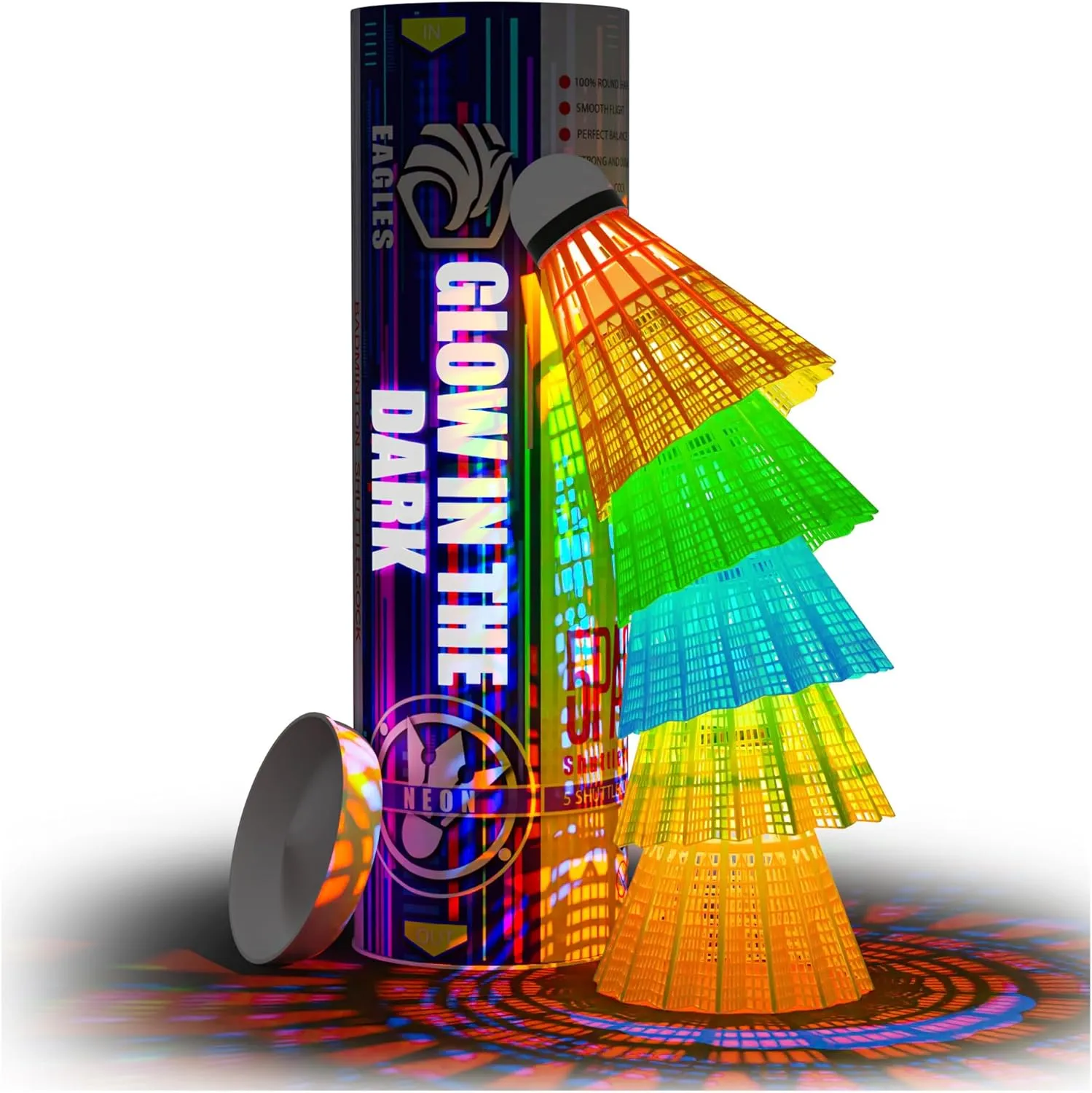 EAGLES LED Badminton Shuttlecocks - 5 or 11 Pack Lighting Birdies, Nylon Glow in The Dark Birdie Balls for Baseball Practice Plastic Light Up Birdies for Outdoor Indoor Sports