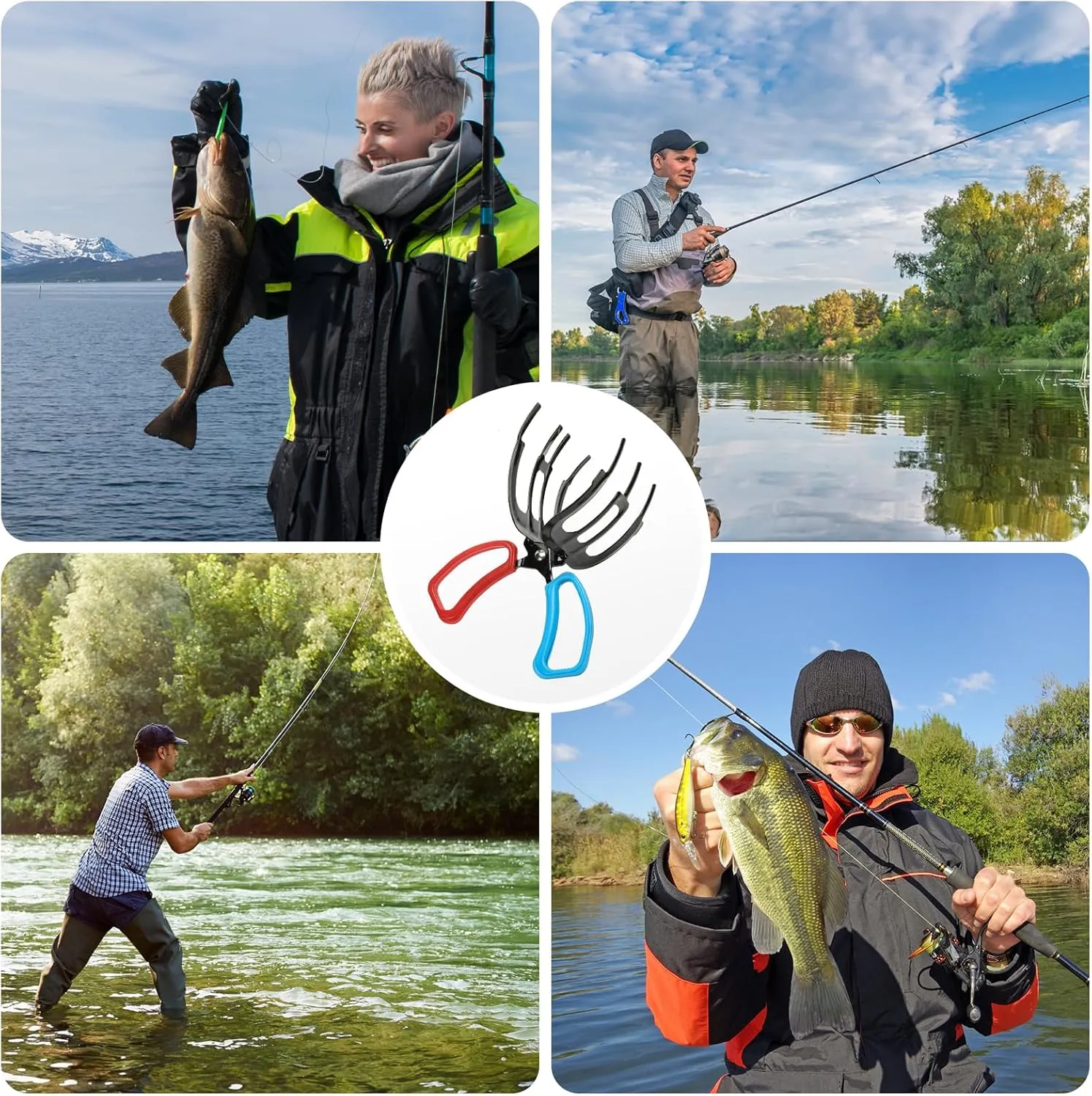 Fish Claw Gripper, Fishing Pliers Gripper, Claw Fish Gripper, Metal Fish Control Clamp Tong Tackle Tool, Multi-Functional Lightweight Non-Slip Fish Claw Gripper for Catch Fish Fishing Accessories