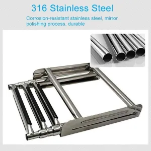 Folding Dock Boat Ladder 3/4 Steps Telescoping Pontoon Boat Ladder with Wide Pedal, Stainless Steel Heavy Duty Custom Boat Ladder, Swim Deck Ladder,Load 150kg (Size : 4 Steps) (One Color 4 steps)