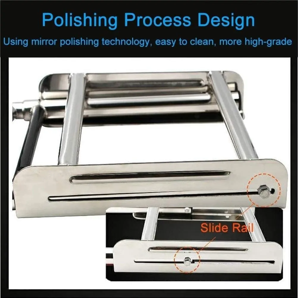 Folding Dock Boat Ladder 3/4 Steps Telescoping Pontoon Boat Ladder with Wide Pedal, Stainless Steel Heavy Duty Custom Boat Ladder, Swim Deck Ladder,Load 150kg (Size : 4 Steps) (One Color 4 steps)