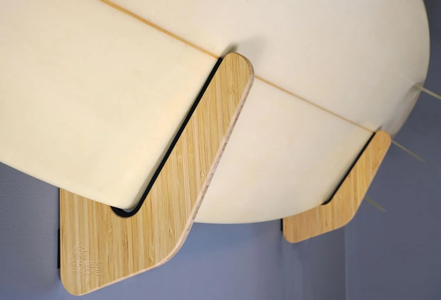 Grassracks Bamboo Surfboard Rack for 1 Board - Snowboard Mount or Surf Wall Rack Kaua'i Show-Off (1 Board, Bamboo)