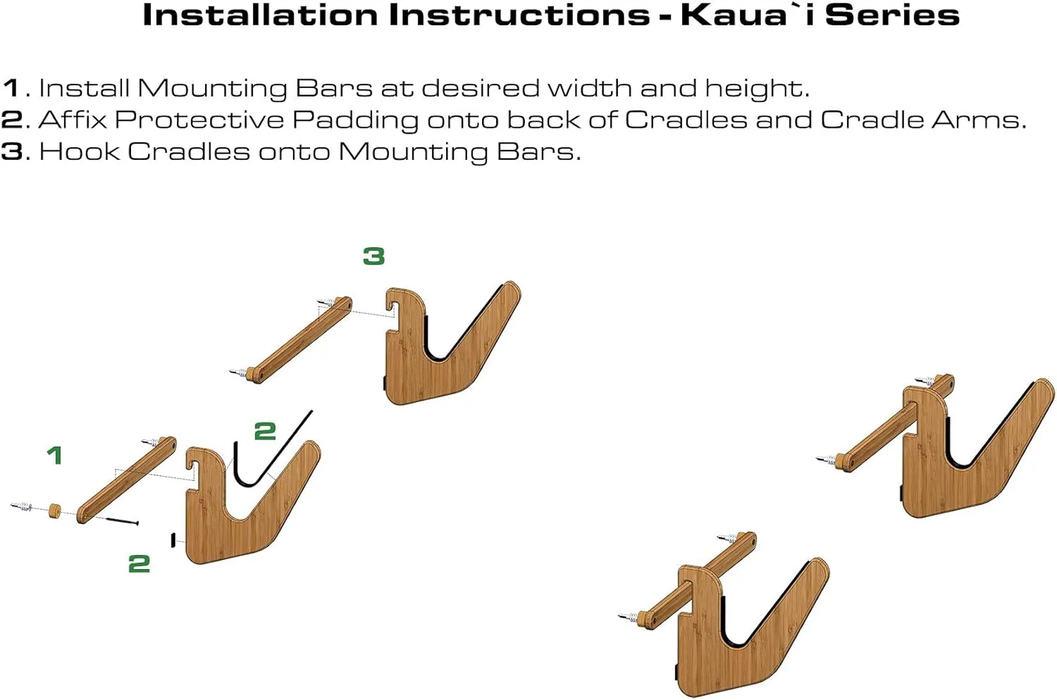 Grassracks Bamboo Surfboard Rack for 1 Board - Snowboard Mount or Surf Wall Rack Kaua'i Show-Off (1 Board, Bamboo)
