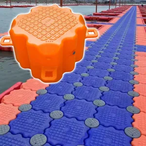 Heavy Duty Fishing Platform for Lake, Modular Plastic Pontoon for Marine Aquaculture/Observation Platforms, High Load-Bearing Capacity Water Pontoons(Orange)