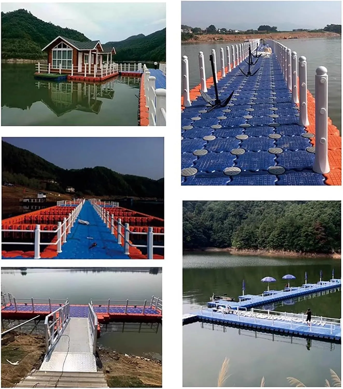 Heavy Duty Fishing Platform for Lake, Modular Plastic Pontoon for Marine Aquaculture/Observation Platforms, High Load-Bearing Capacity Water Pontoons(Orange)
