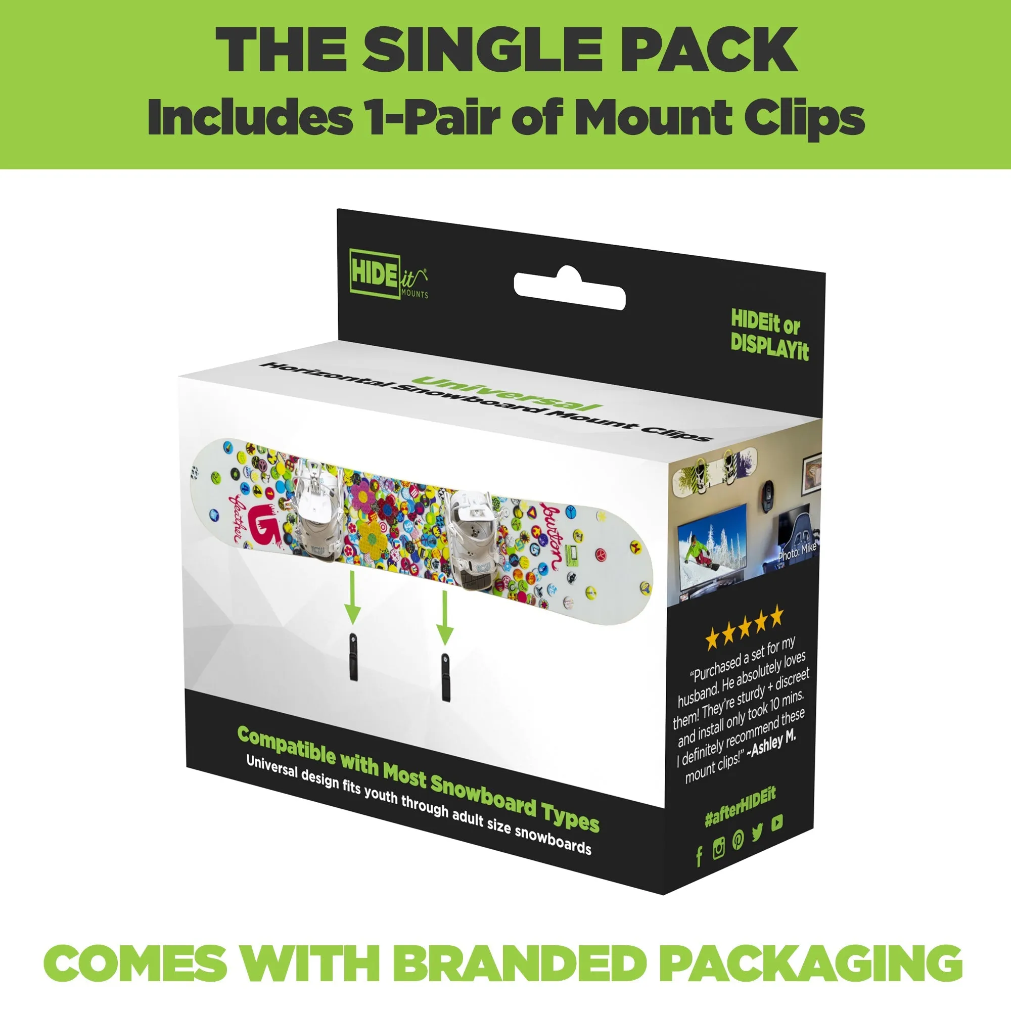 HIDEit HBoard | Horizontal Snowboard Mount Clips