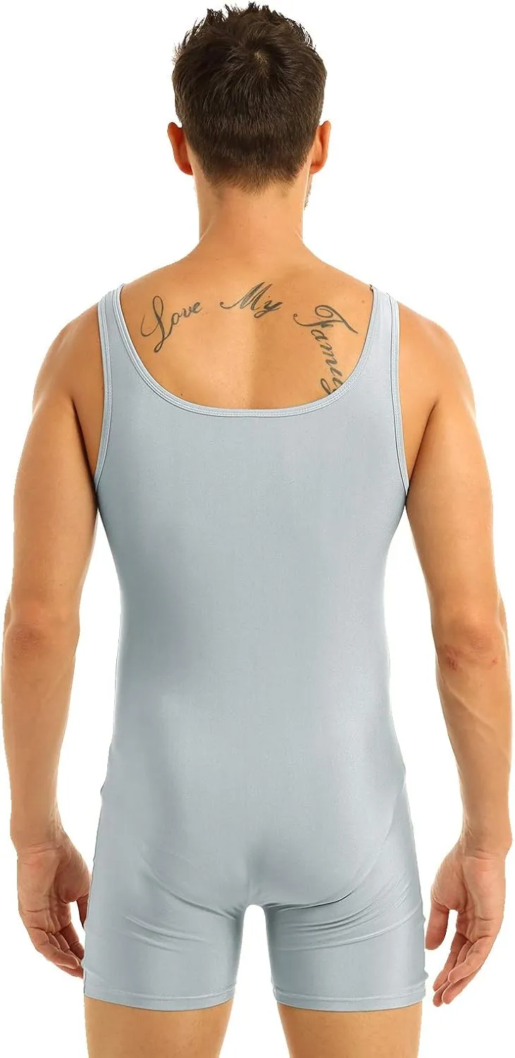 iiniim Men's Sleeveless Vest Tank Top Stretchy Leotard Gymnastics Bodysuit Wrestling Singlet Uniform Jumpsuit