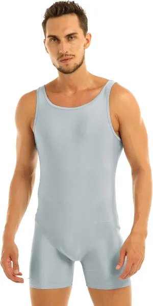 iiniim Men's Sleeveless Vest Tank Top Stretchy Leotard Gymnastics Bodysuit Wrestling Singlet Uniform Jumpsuit
