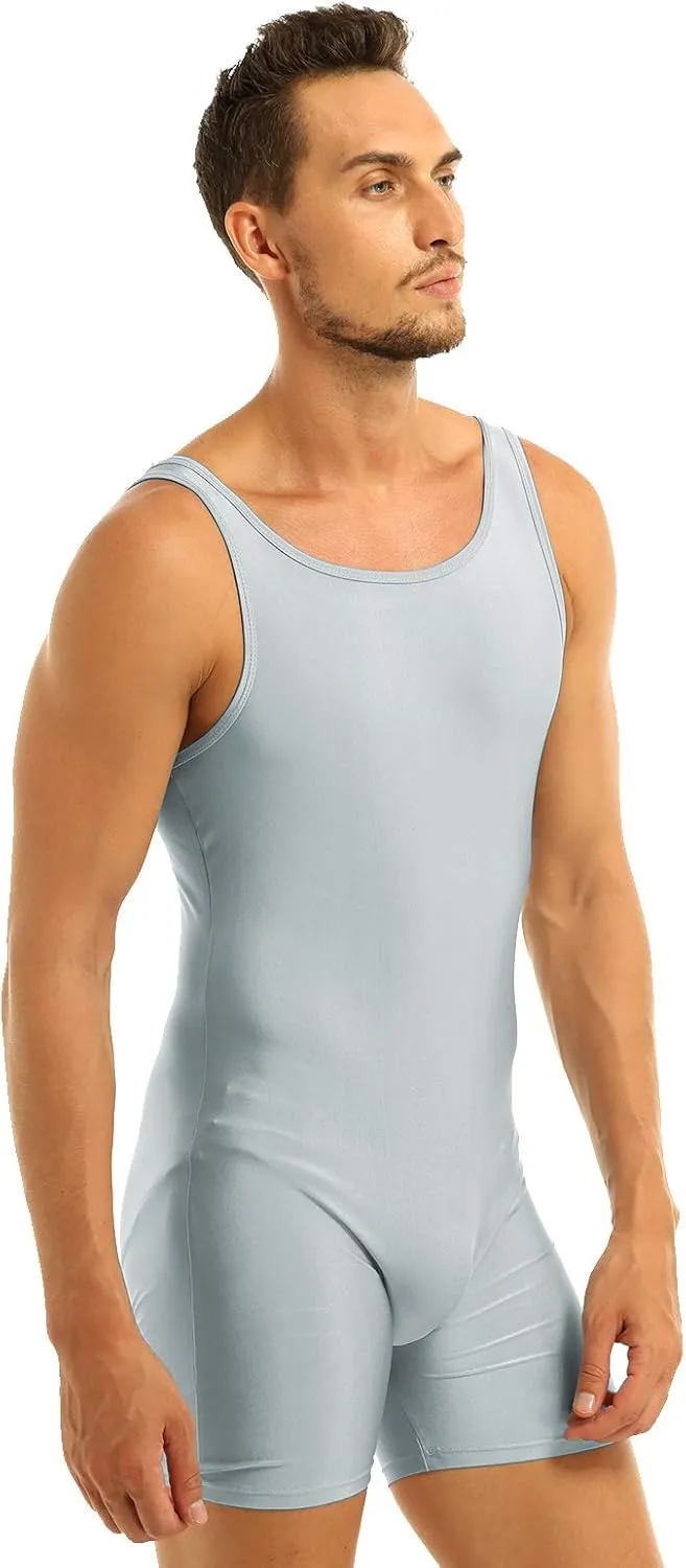 iiniim Men's Sleeveless Vest Tank Top Stretchy Leotard Gymnastics Bodysuit Wrestling Singlet Uniform Jumpsuit