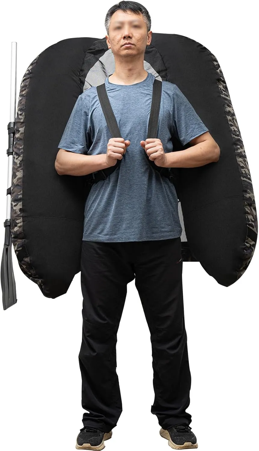 Inflatable Float Tube, Fishing Float Tube with Oar, Fins, Repair Tools, Storage Pockets, Adjustable Straps, Fish Ruler, 286.6LBS Load Bearing Capacity Belly Boat