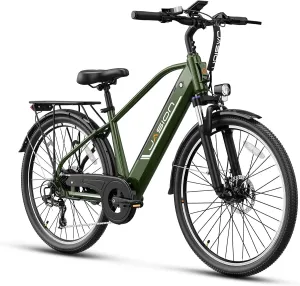 Jasion Roamer Electric Bike for Adults 1200W Peak Motor 528WH Removable Battery,up to 60miles 28MPH City Cruiser Ebike,26'' Commuter E Bike, 7-Speed Gears and Front Suspension Bicycles