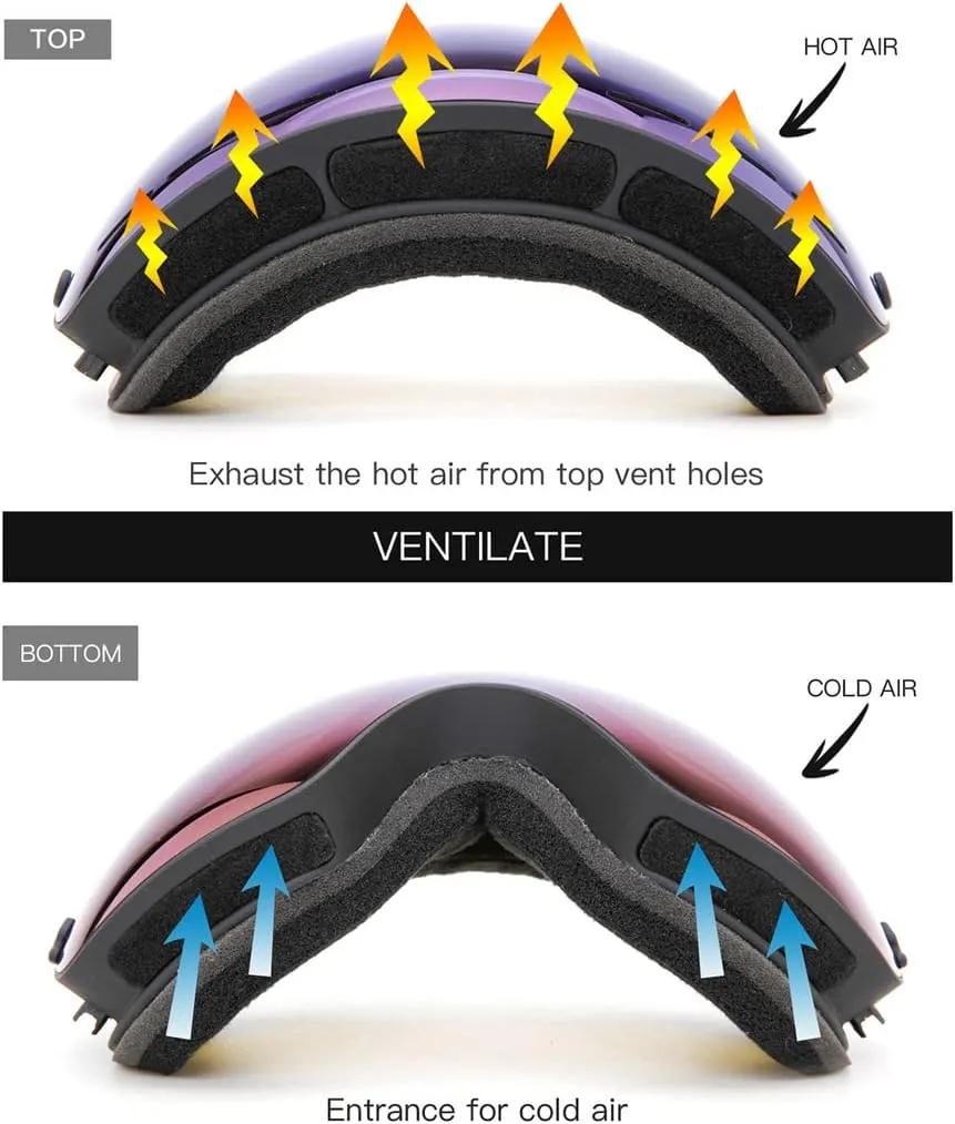 JULI Ski Goggles,Winter Snow Sports Snowboard Goggles with Anti-Fog Lens BNC