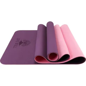 LIVE WELL Dual Color TPE Yoga Mat - Purple/Pink, 6ft x 2ft, 6mm Thick