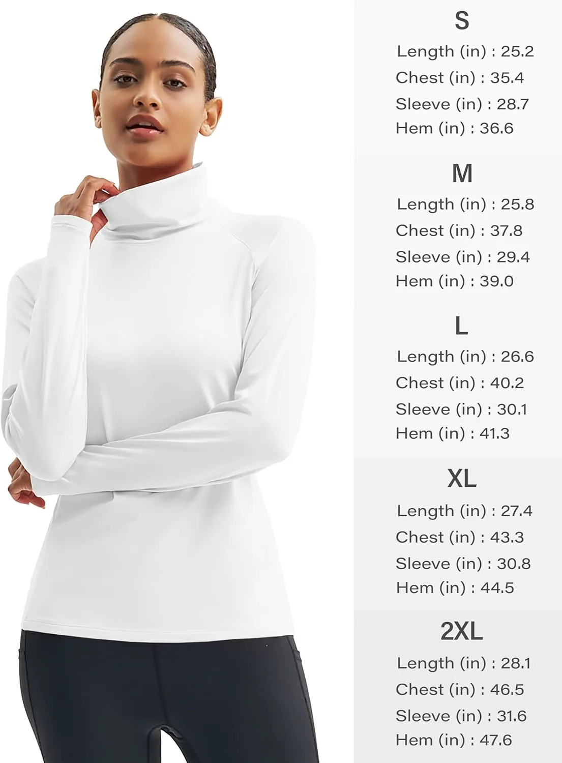 MAGCOMSEN Women's Thermal Long Sleeve Fleece Shirt Mock Turtleneck Undershirt Running Workout Top with Thumb Holes