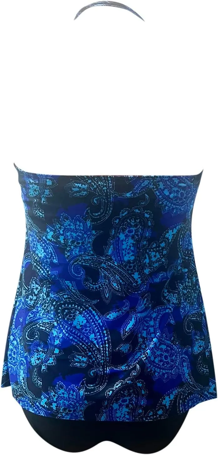 Mastectomy Swimsuits for Women with Pocket Only High Two Tummy Neck Tankini Piece High Waist Halter Control