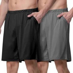 Mens Athletic Running Shorts 2 Pack Quick Dry with Pocket Gym Workout Shorts for Men Swim Trunks Board Pajama