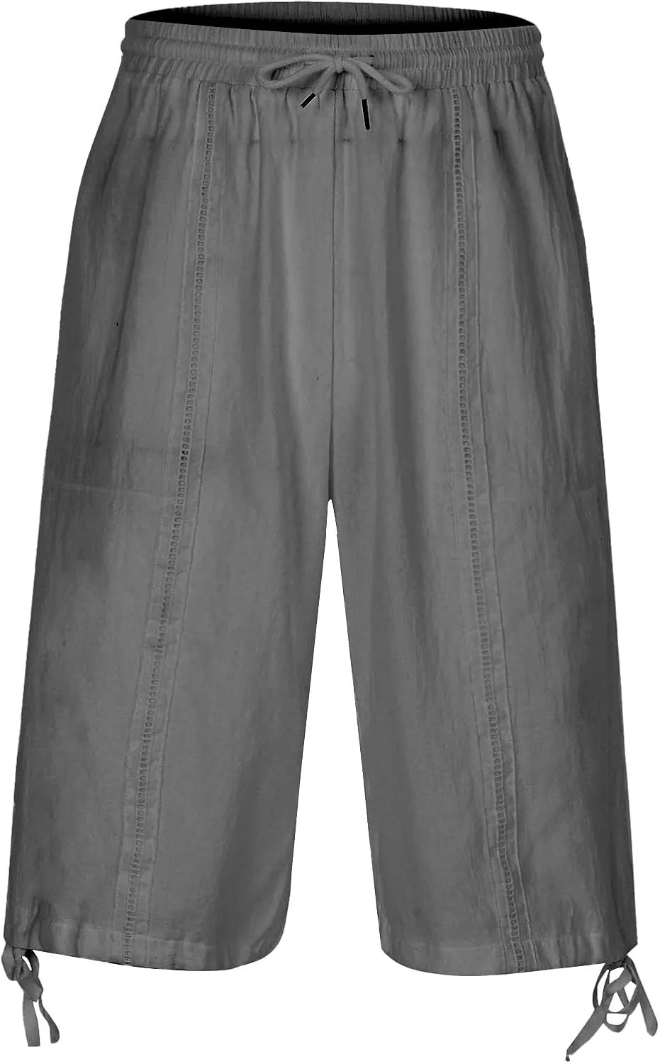 Men's Fashion Cargo Shorts Below Knee Length 3/4 Capri Pants Drawstring Pockets Elastic Waist Gym Shorts