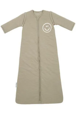 Meyco Baby Sleeping Bag With Detachable Sleeves Slub/smile - Taupe/offwhite - 70cm