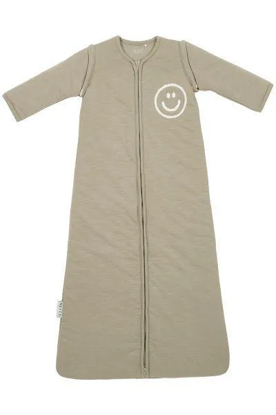 Meyco Baby Sleeping Bag With Detachable Sleeves Slub/smile - Taupe/offwhite - 70cm