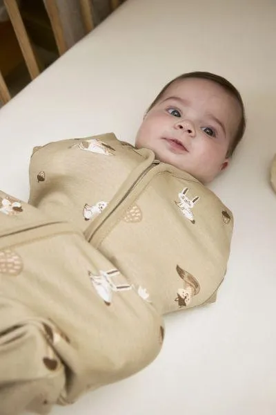 Meyco Cocoon Swaddle Bag Forest Animals - Sand - 70cm