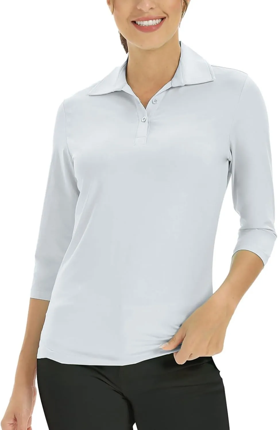 MOHEEN Women's Polo Shirt UPF 50  Quick Dry Moisture Wicking 3/4 Sleeve Golf Sun Shirts Athletic Casual Work S-2XL