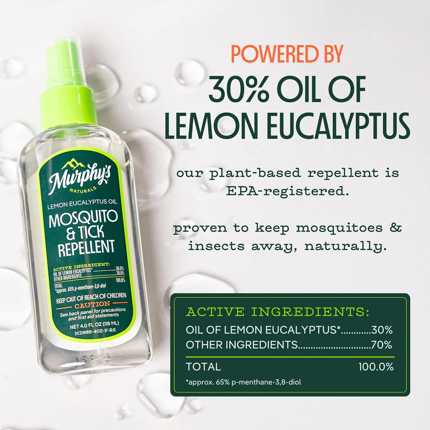 Murphy's Naturals Mosquito & Tick Bug Repellent Spray, Oil of Lemon Eucalyptus for Skin   Outdoor Gear, DEET-Free, 2 Ounce Pump, 3-Pack