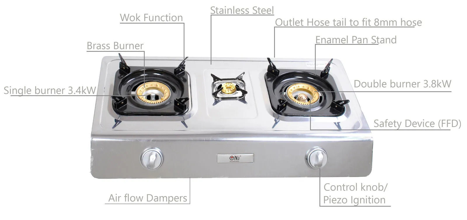 NJ NSD-3 Portable Gas Stove 3 Burners
