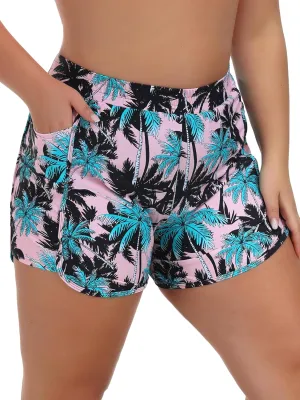 Ocean Blues Womens High Waisted Board Shorts UPF 50  Swim Shorts Quick Dry Trunks with Liner