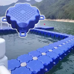 Portable Large Floating Platform, High Load-Bearing Capacity HDPE Floating Dock for Yachts/Boats, Heavy Duty Fishing Rafts with Anti-Slip Texture(Blue,H 25cm/9.8inch)
