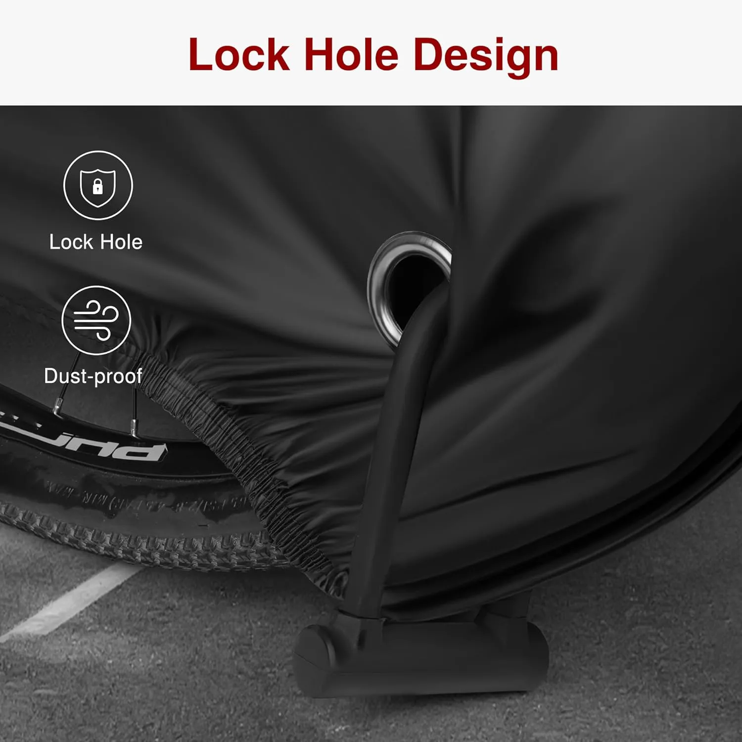Puroma Bike Cover for 1 bike, 190T Outdoor Waterproof Bicycle Covers Rain Sun UV Dust Wind Proof with Lock Hole for Mountain Road Electric Bike (Basic Black)