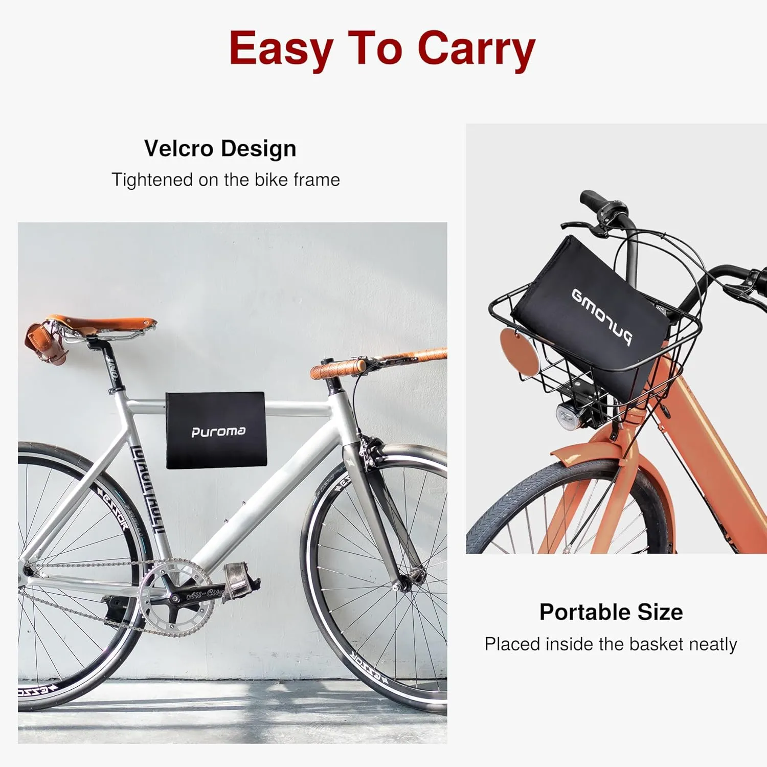 Puroma Bike Cover for 1 bike, 190T Outdoor Waterproof Bicycle Covers Rain Sun UV Dust Wind Proof with Lock Hole for Mountain Road Electric Bike (Basic Black)